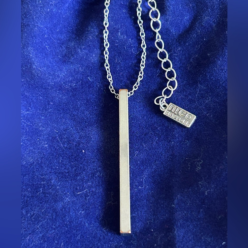 Silver Bar Pendant Necklace